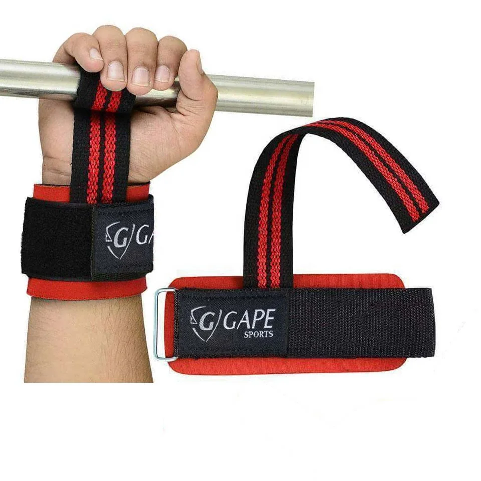 Gym Shark Leather Weightlifting Wrist Straps With Grip Assistance