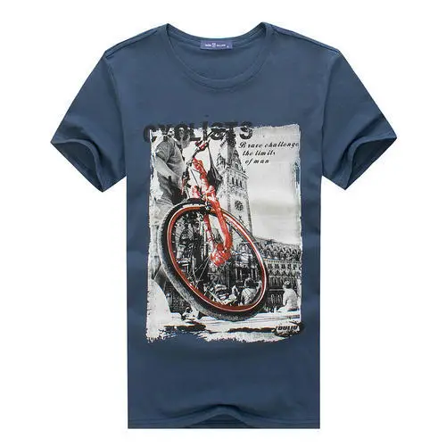 100% Cotton Solid Blue Men's T Shirt 