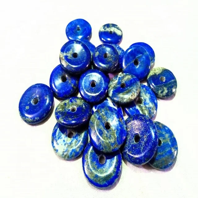 Lapis Lazuli Necklace Donut Disc Pendant Small Crystal Protection