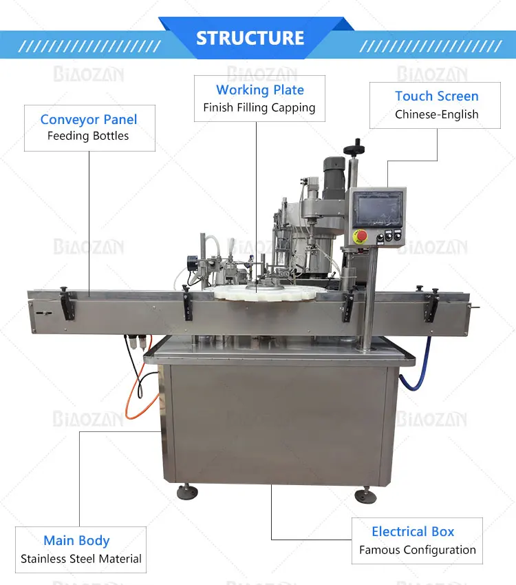 Alibaba Gold Supplier 20Ml Automatic E Liquid Bottle Tincture Filling Capping Machine