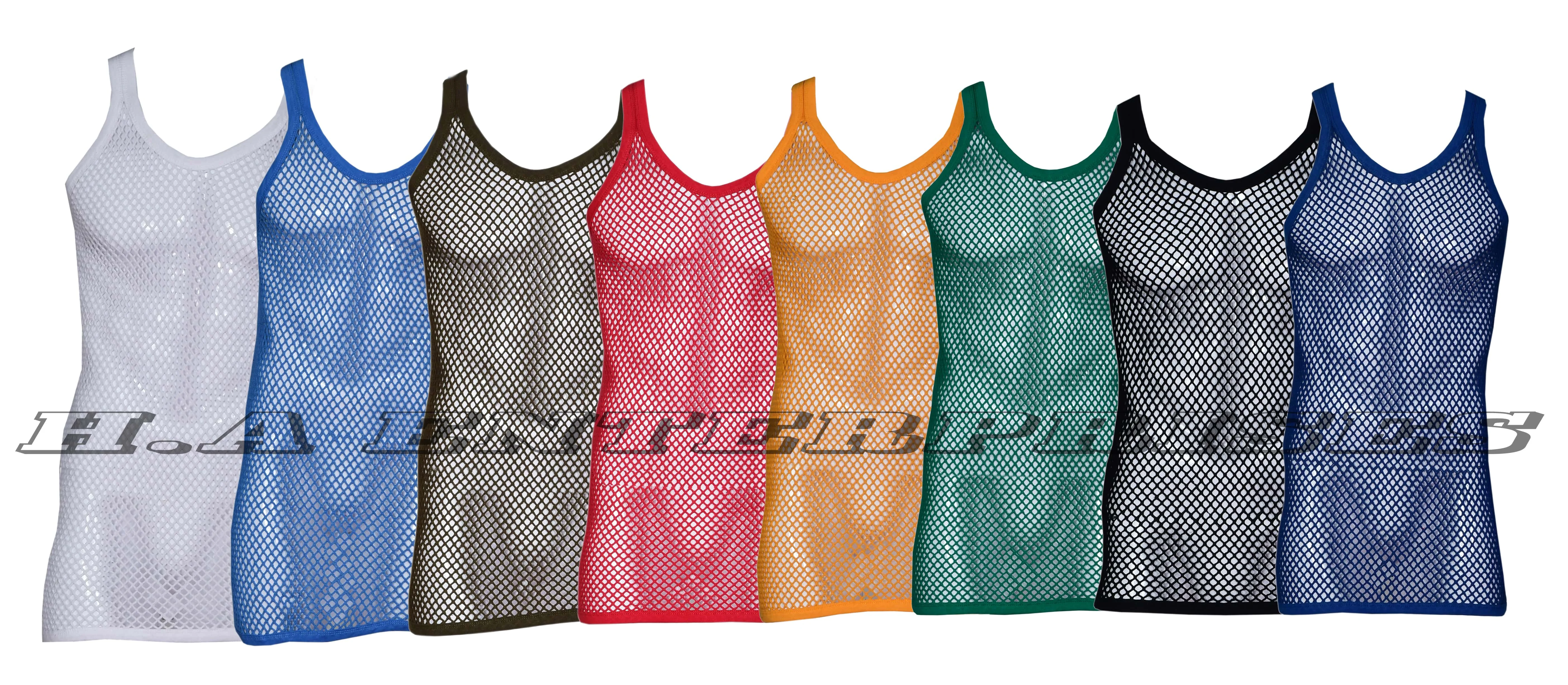 Kids 100% Cotton Club Star Mesh Fishnet Fitted String Vest For Childrens 