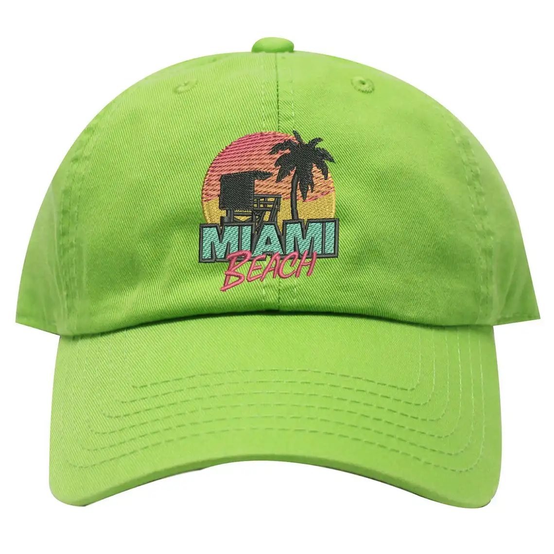 Summer Miami Beach Logo Baseball Hat Unstructured Form Mid Profile 6 ...