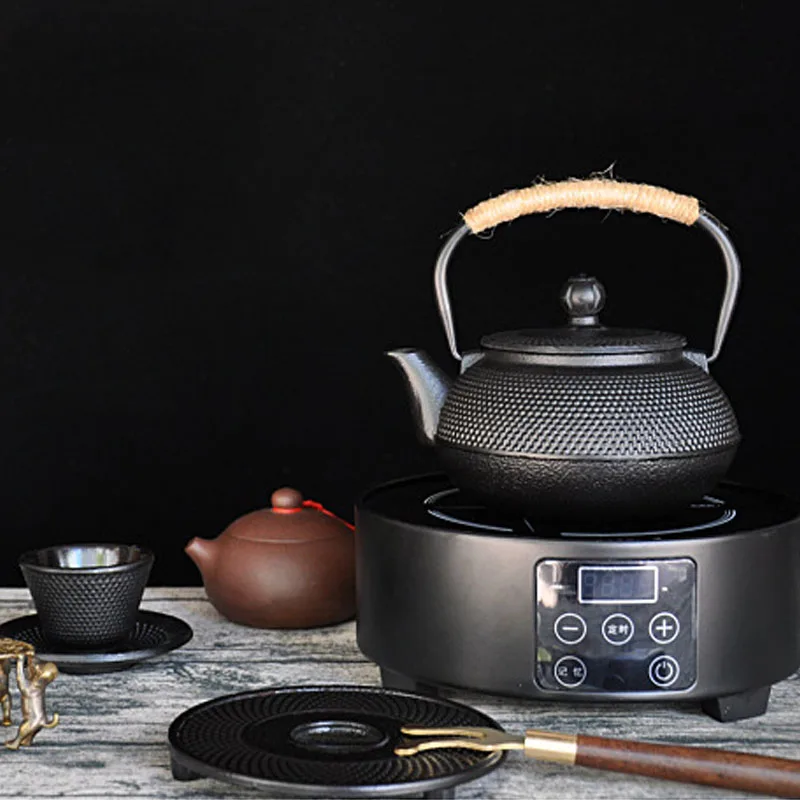 Classic Kung Fu Japanese Cast Iron Hobnail Teapot Enameled Tea Kettle Hemp Rope Handle Stocked Home Tea Brewing 650ml
