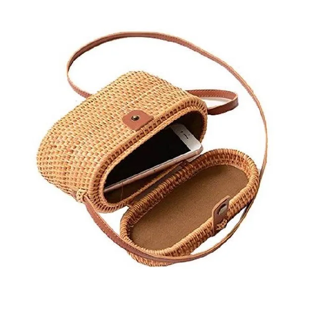 Sac Rond Tressé En Paille Pour Femme - Style Plage été - Occasion