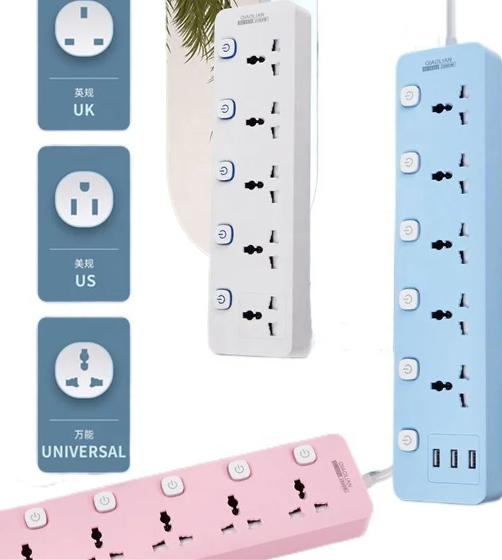 5 Way Universal Standard Grounding Extension European Multi Power Sockets