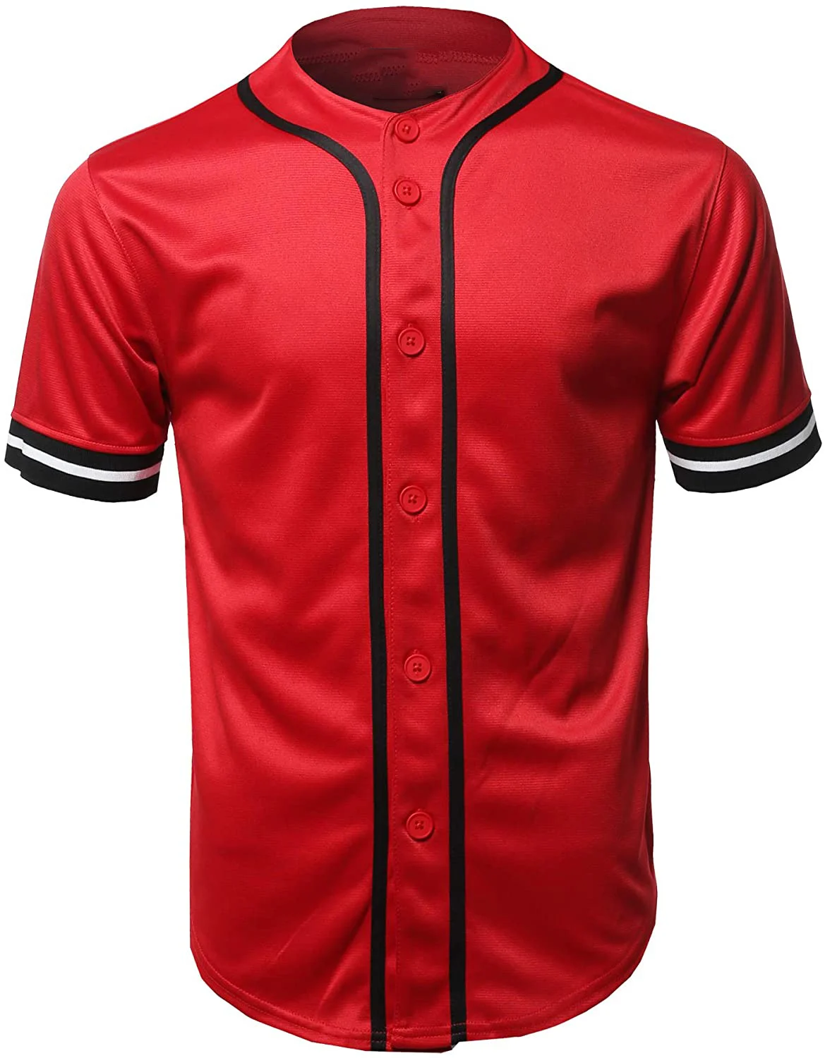 Sublimated Plain Red Full Button Custom Baseball Jerseys | YoungSpeeds
