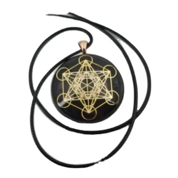 Black Tourmaline With Metatron Chakra Orgonite Pendant | Gemstone Crystal Orgone Pendant Wholesale Orgonite Pendant