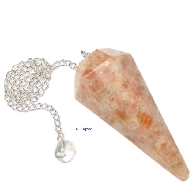 Pendulum Natural Sunstone Faceted Cone Dowsing Pendulum Gemstone Cone