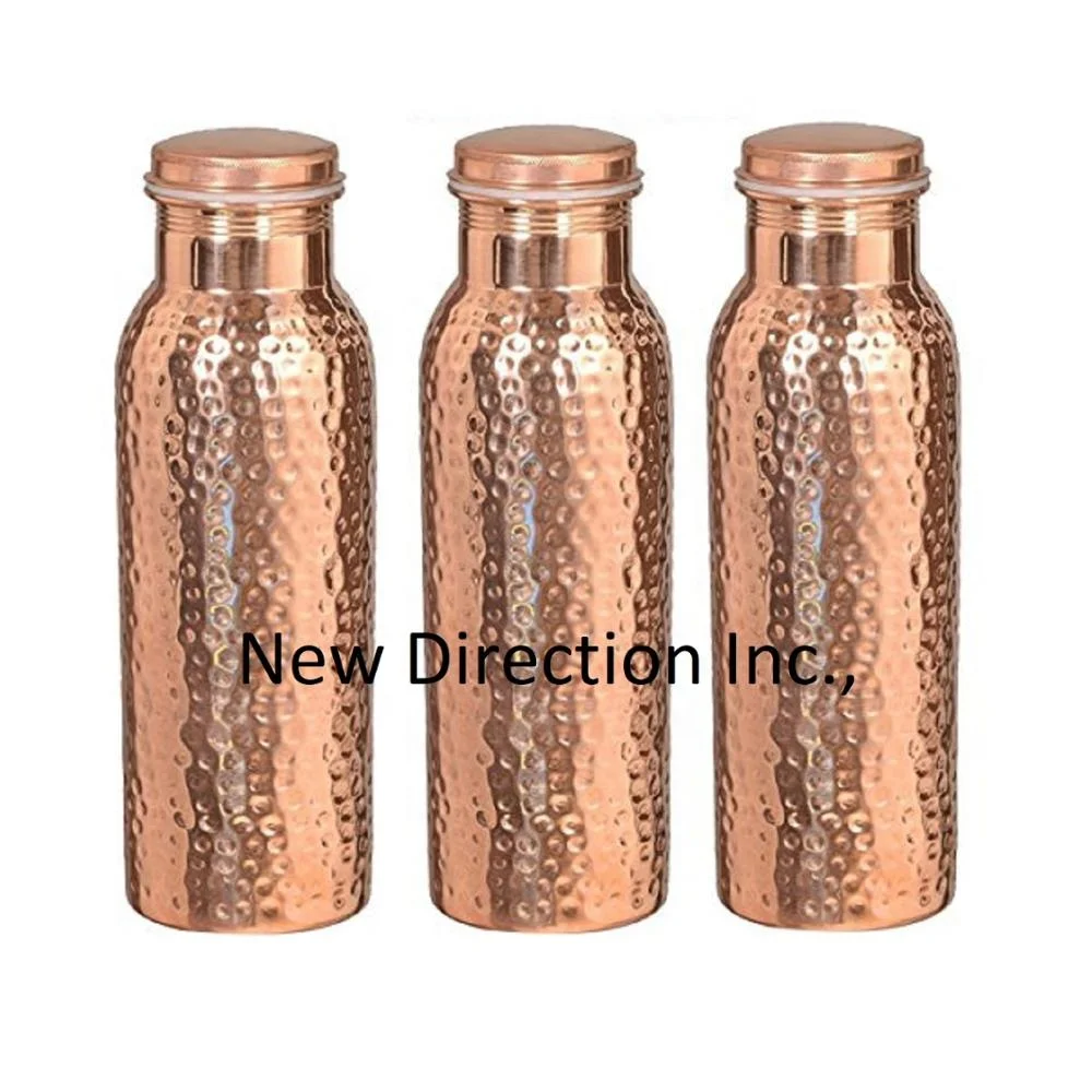 Hammered Design Drinking Solid Copper Water Bottle Hot Sale Outdoor