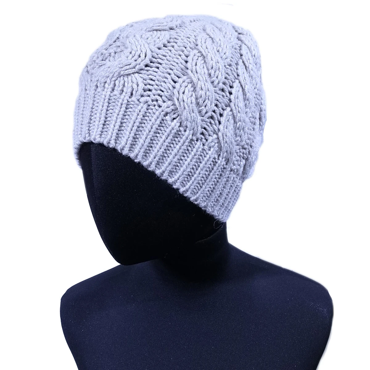 Ladies Knitted Cable Pattern Beanie Hat 