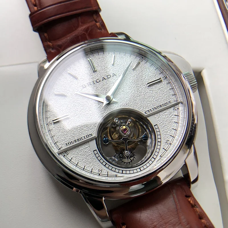 Stock Luxury No Moq Sapphire Glass 316l Stainless Steel Real Seagull ST8000  Tourbillon Automatic Movement Bracelet Watch for Men