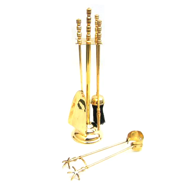 Винтажный латунный камин, набор для украшения дома, лопатка, кисть, покерная подставка из латуни, металл, античный огонь, набор аксессуаров