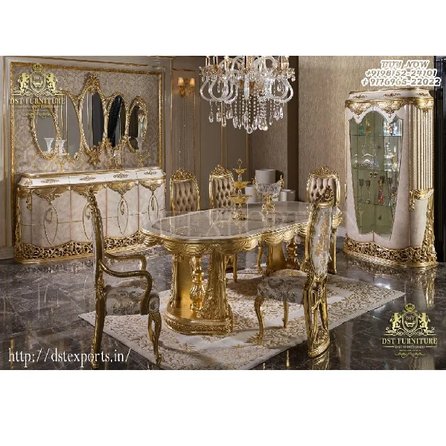 Luxury Villa Dining Room Furniture For Bungalow Decor Royal Antique Baroque  Carved Dining Set Top Quality Dining Room Furniture - Buy Living Room  Luxurious Home Furniture Tv Stand Cabinet Usm Style Furniture