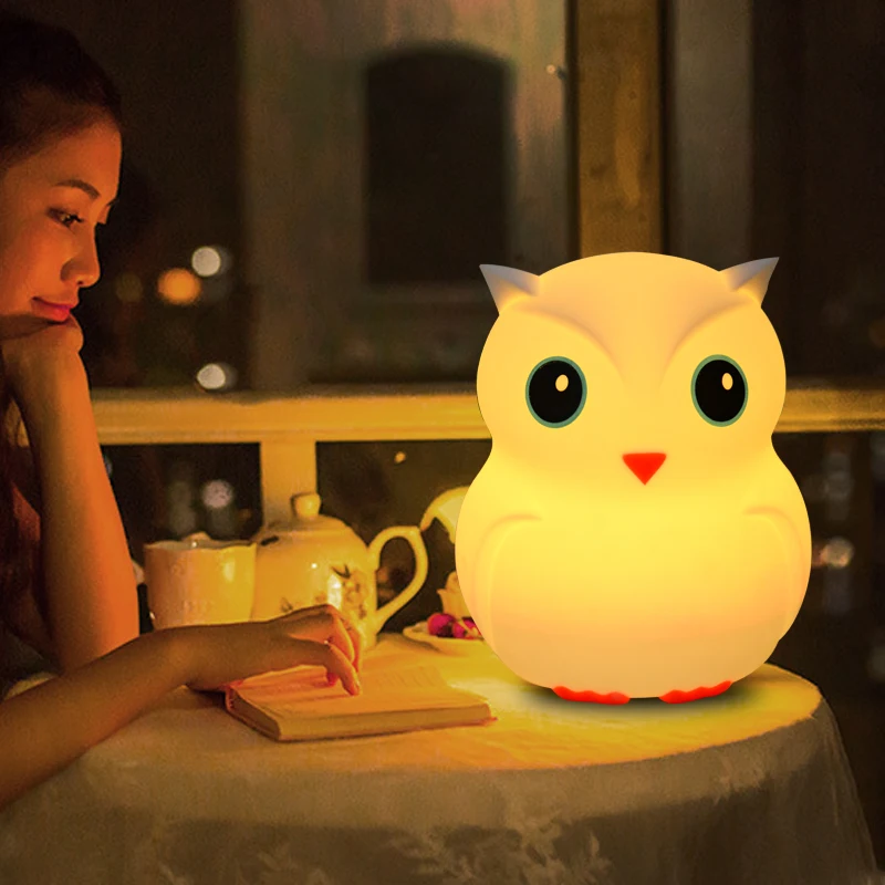 Oem Cute Owl Lamp Led Night Light Kids Desk Bedroom Sleep Veilleuse 3d ...