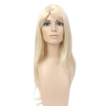 Wig Factory Wholesale Multi Layered Haircuts Long 17" Straight Heat Resistant Synthetic Hair Wigs Blonde For Women