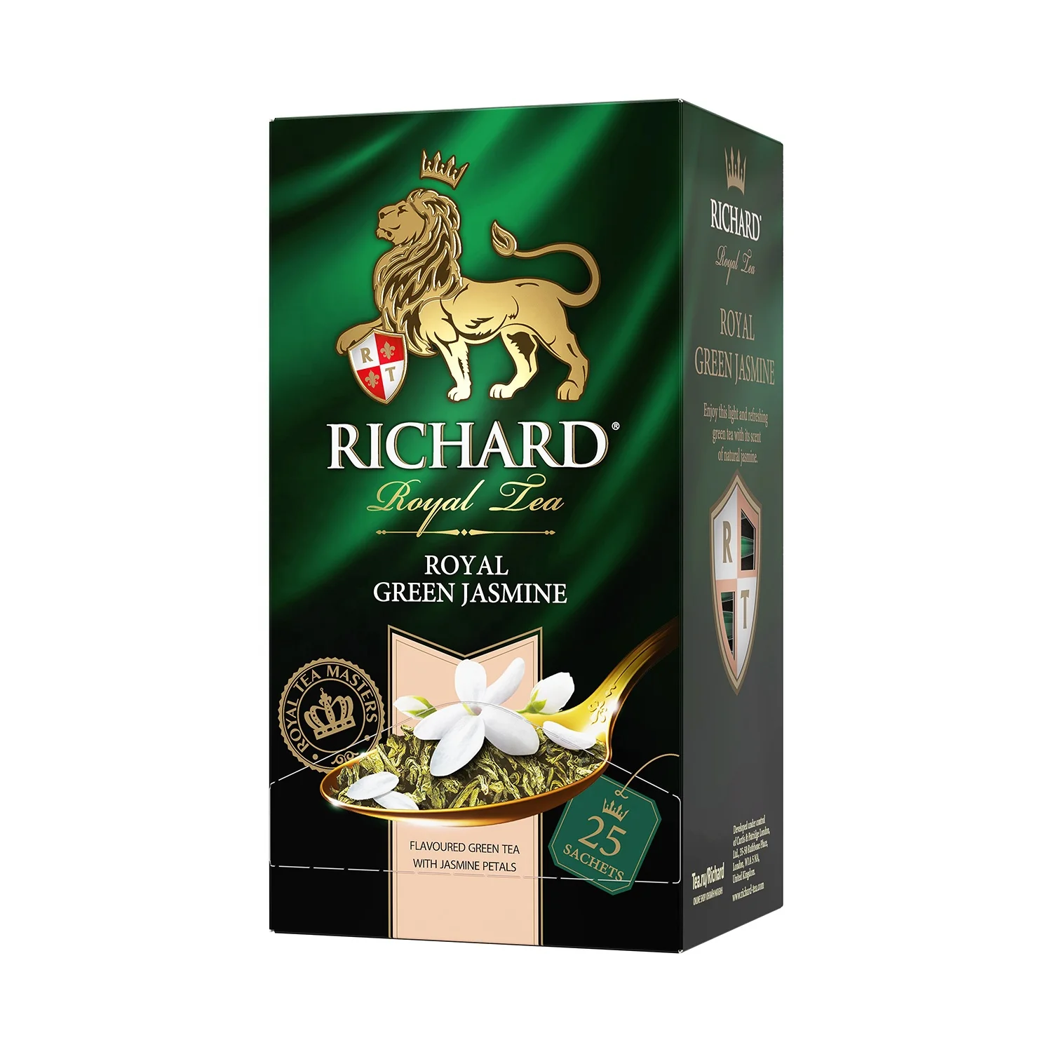 الملاحظات المزينة بالأزهار من Richard Royal Green مقاس 25 قطعة ناعمة غير ساخنة متوازنة جيد ا مع الأوراق الخضراء الطازجة والمشروب في أكياس Buy الأخضر الشاي الطبيعي