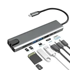 8 in 1 USB-C Hub Adapter Type-C Kabel naar 4K 60hz Converter Ethernet USB 3.0 USB C HUB Dock 1 in 8 For Macbook Hub