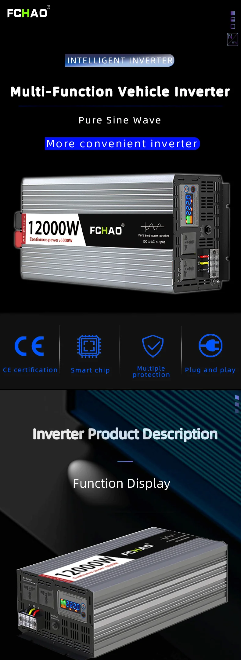 Fchao Rts Inverter Gelombang Sinus Murni,Rts 6000w 12000w Dc 12v 24v