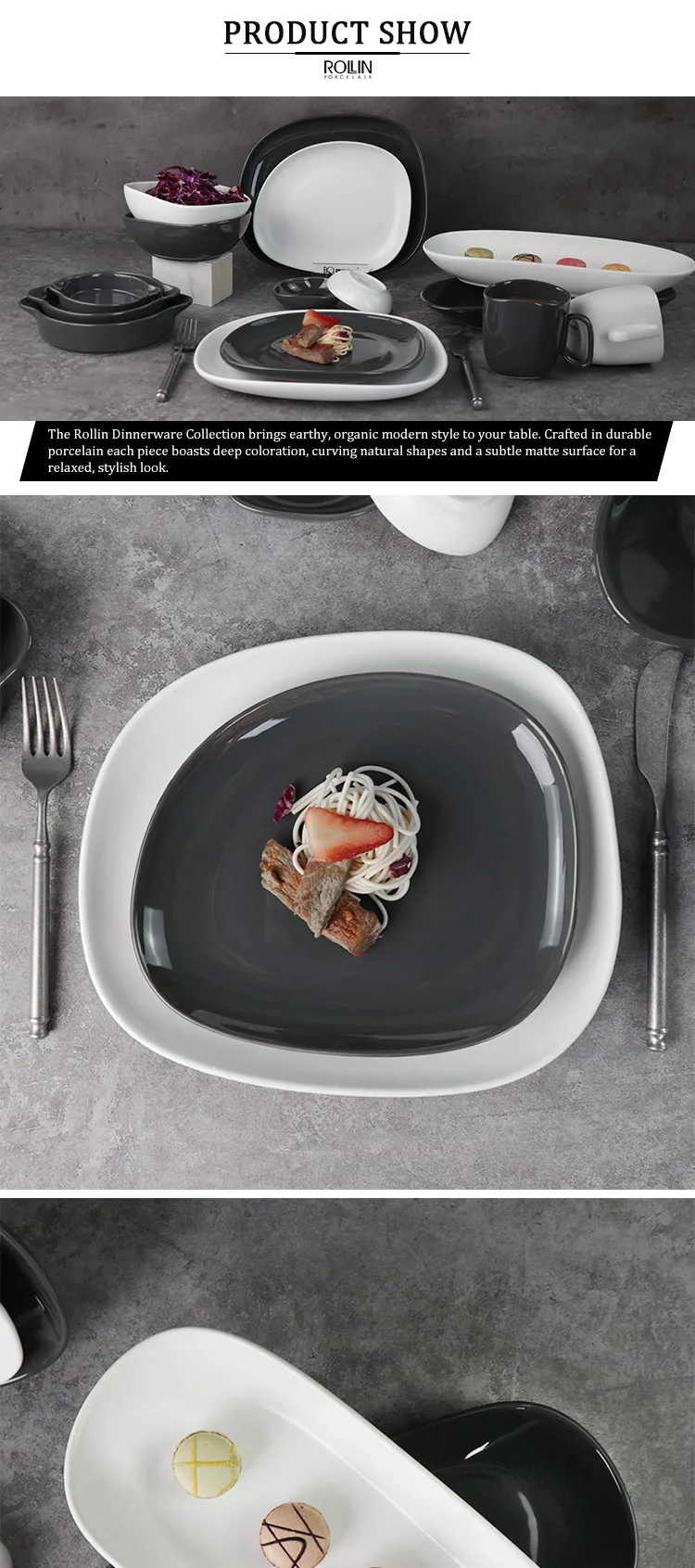 New Design Plates Sets Dinnerware Thick Dishware Unique Shape