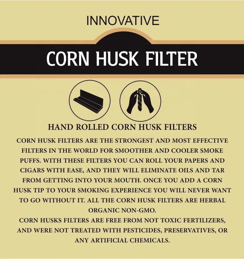 Flavored Cooling Corn Husk Filter Tips For All The Sizes Bulk Supply In