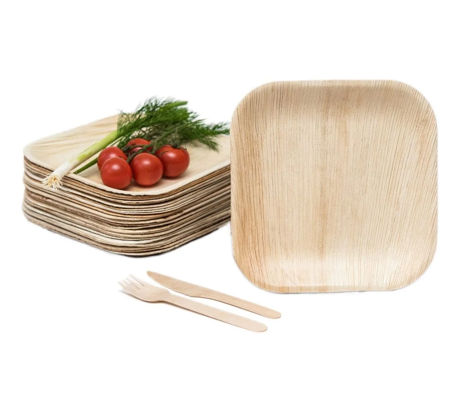 Bamboo Party Plates Eco-friendly Biodegradable Dinnerware 100