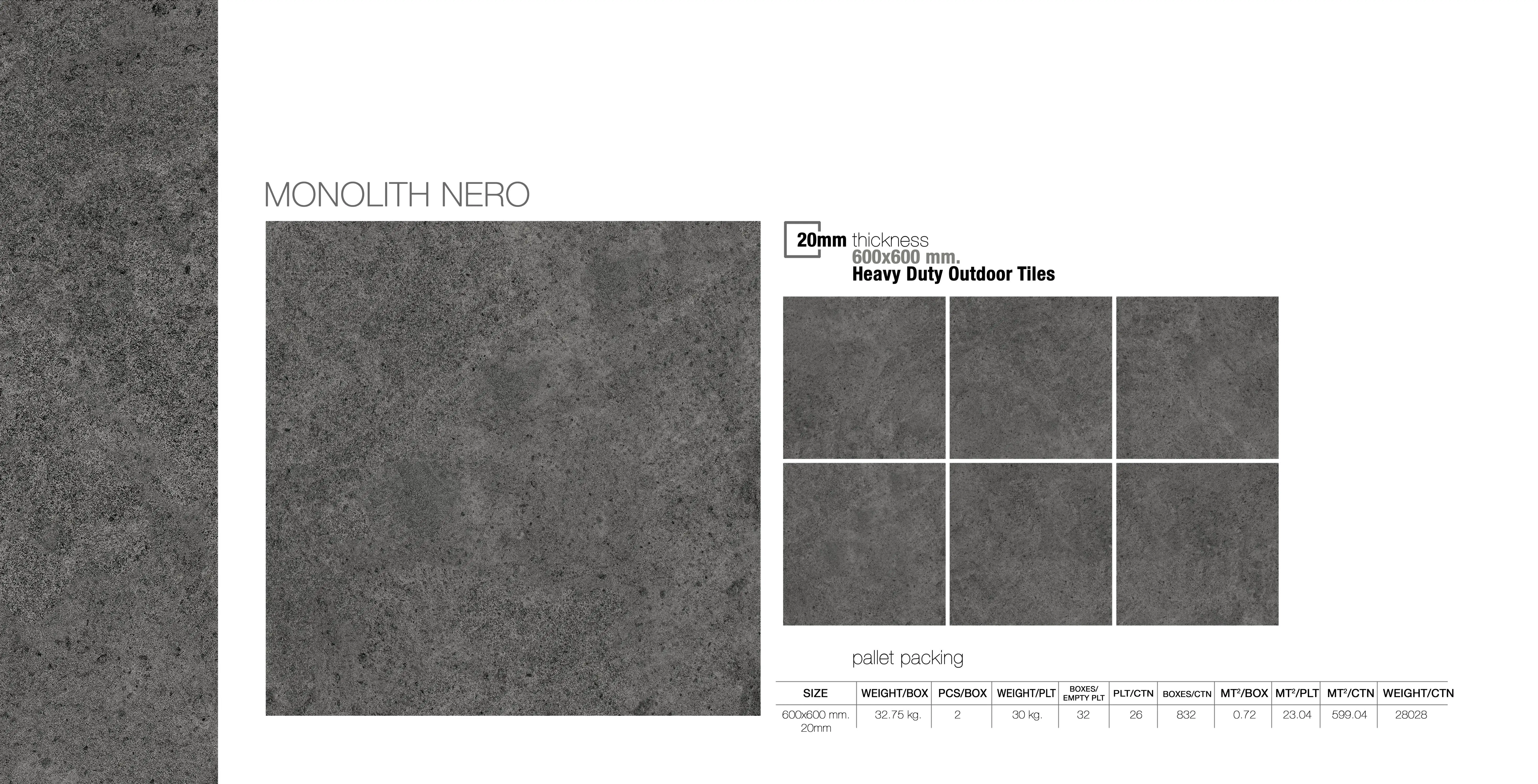 R11 Europe Export Quality Heavy Duty Porcelain Monolith Nero Outdoor Cheap Tiles 600x600x20mm Direct From Vistaar Factory India