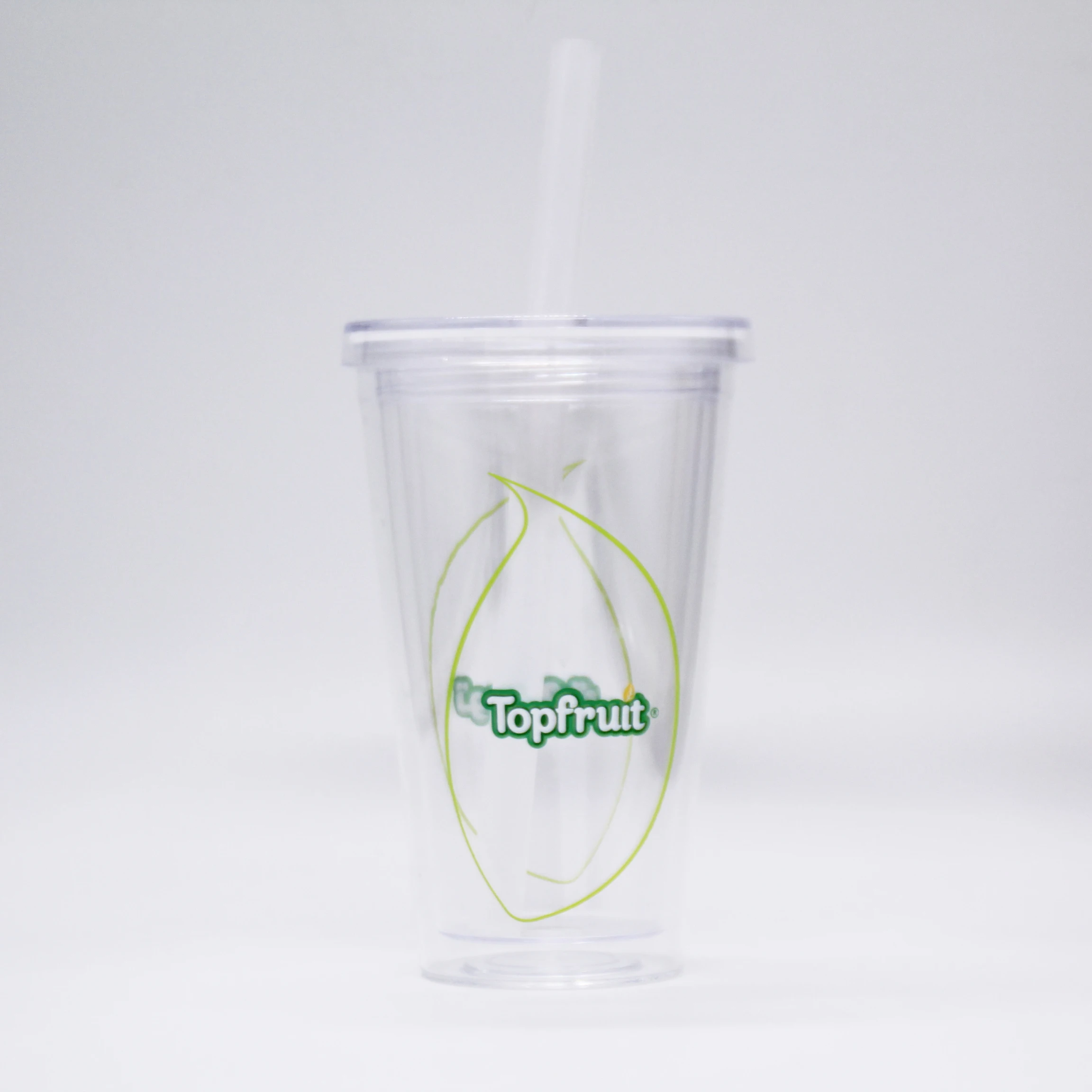 Лидер продаж на Amazon прозрачная акриловая Двухстенная чашка для молока и чая объемом 20 унций без БФА пластиковая Boba с соломинкой