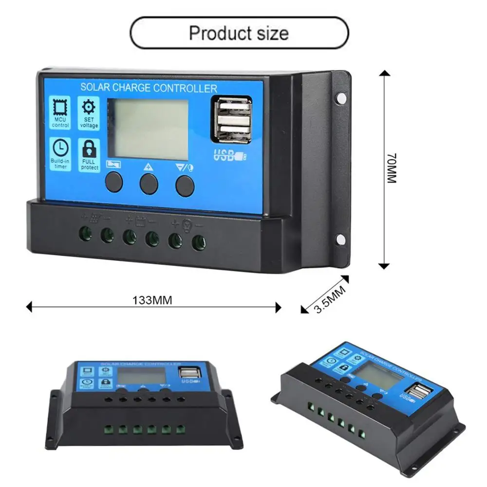 10/20/30A USB Solar Panel Battery Regulator Charge Intelligent Controller