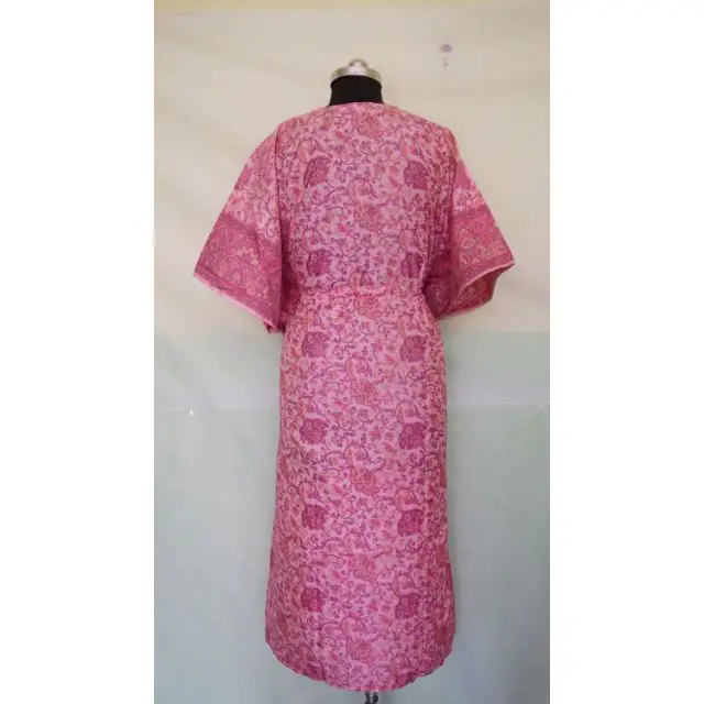 Vintage Silk Kaftan Summer Dress Bridal Party Shower Maxi Tunic Beach Wear Maternity Bridesmaid Dress Natural Waist Gift Her