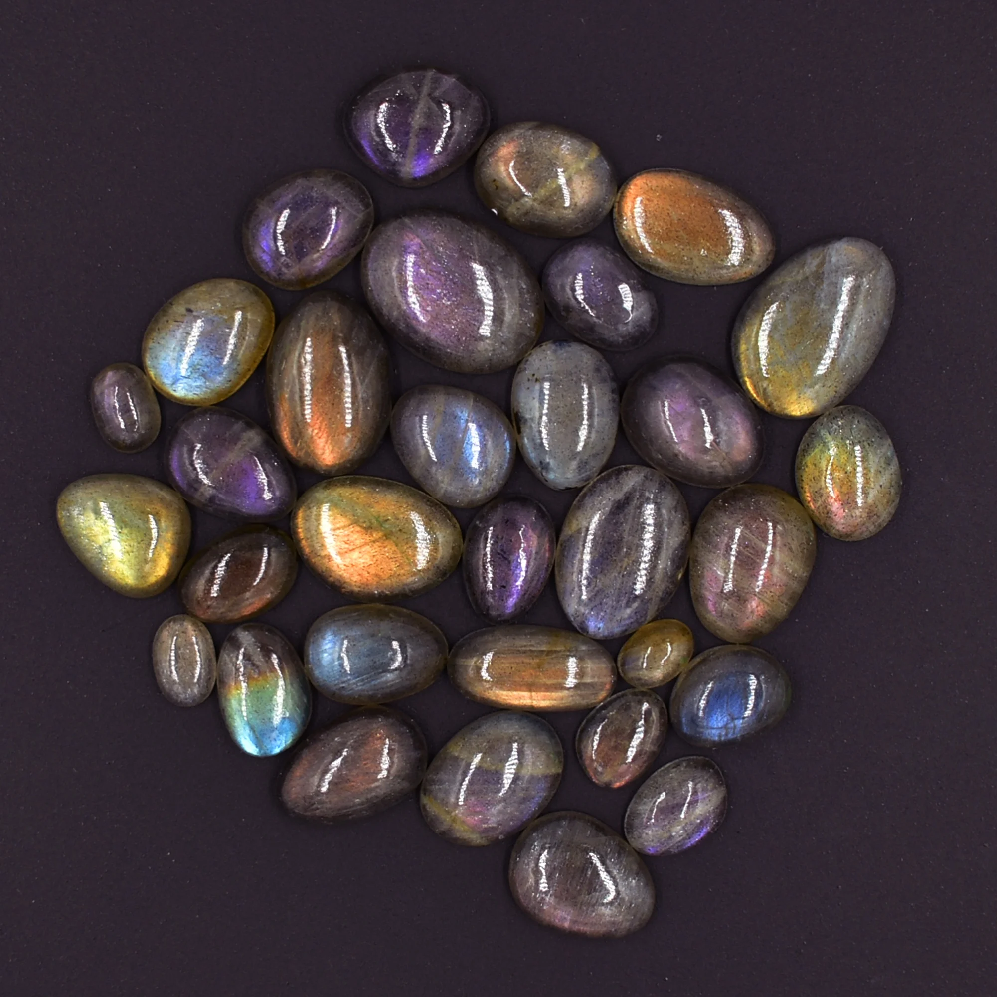 100% Natural Multi Purple Flash Labradorite Fancy Cab Loose Gemstones 