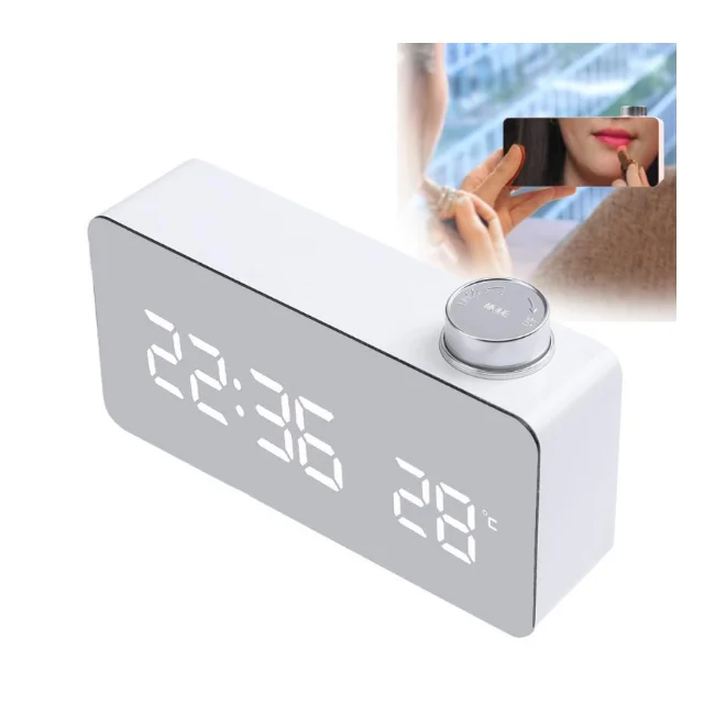 Зеркальные светодиодные часы с функцией отображения, зеркальные часы, будильник для спальни, офиса, дома, прикроватной тумбочки, гостиной