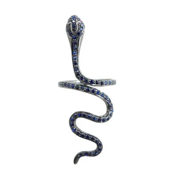 Gemstone Animal Jewelry Blue Sapphire Snake Ring 925 Sterling Silver Ruby Eye's Sapphire Snake Ring Fine Jewelry Manufacturer