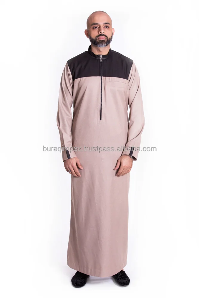 Muslim Arabic Men White Thobe Kuwait Style Long Jubah Daffah Thobe ...