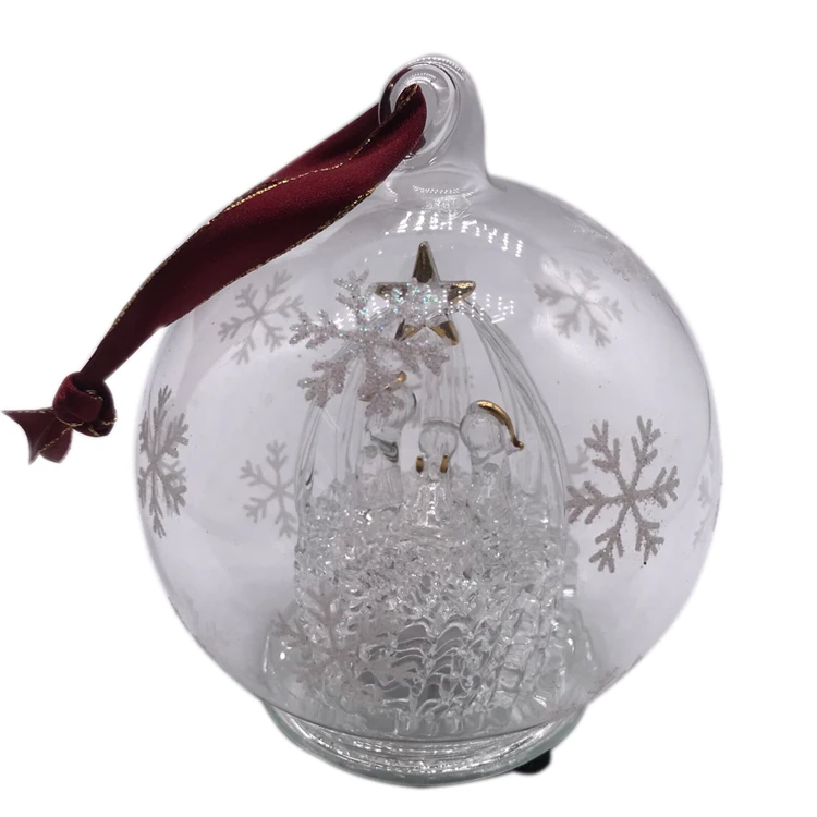 Christmas ornament baubles snow glass decorative hanging balls manufacture