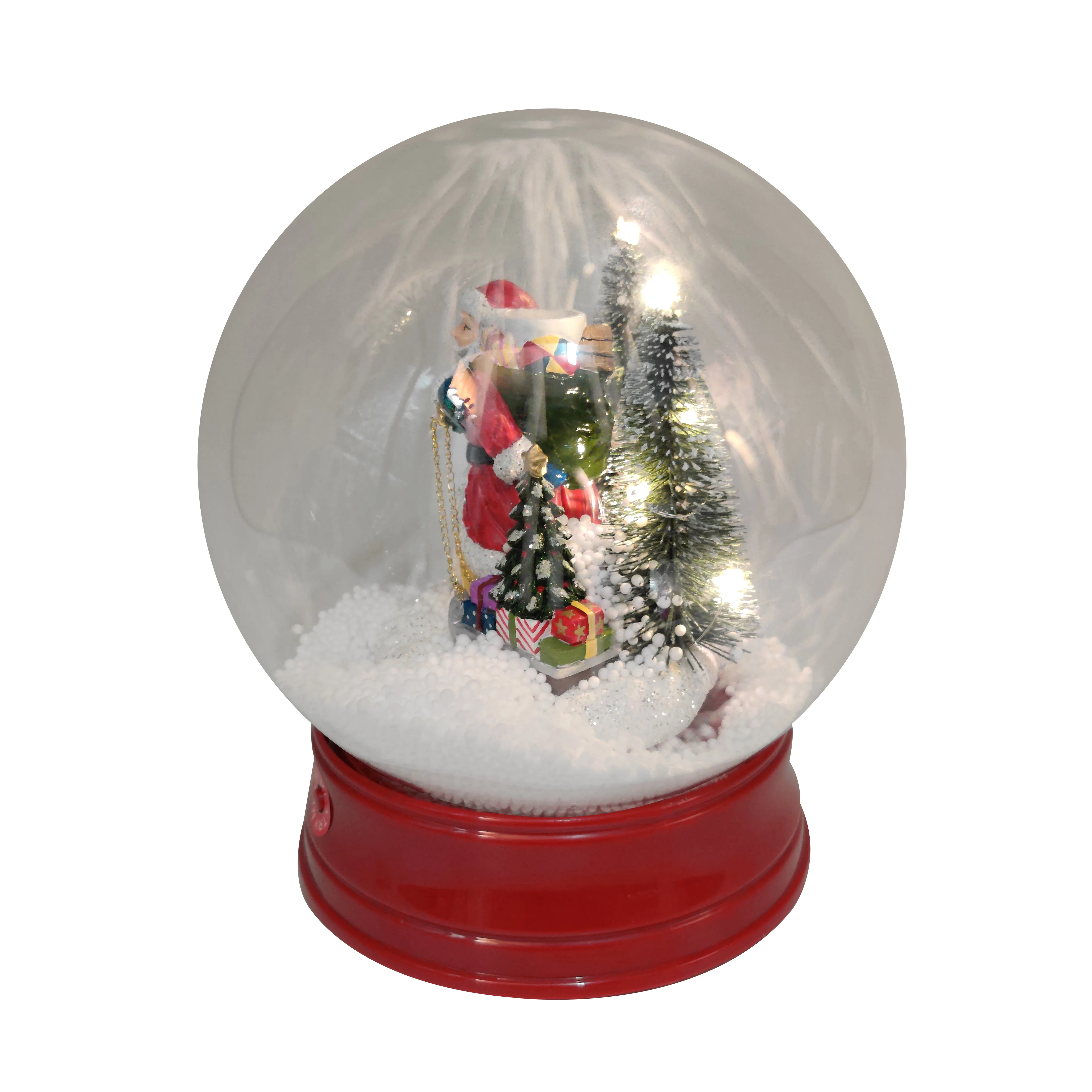 best selling ornaments LED lighted christmas glass ball with resin or wood inside customized christmas glass girl ornament