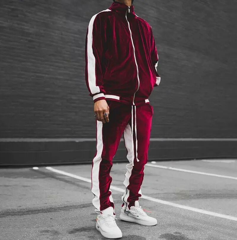Plus Velvet Tracksuit Men's Set Sport Suit Autumn Hoodies Pants Warm Sportswear Cheap Price High Quality