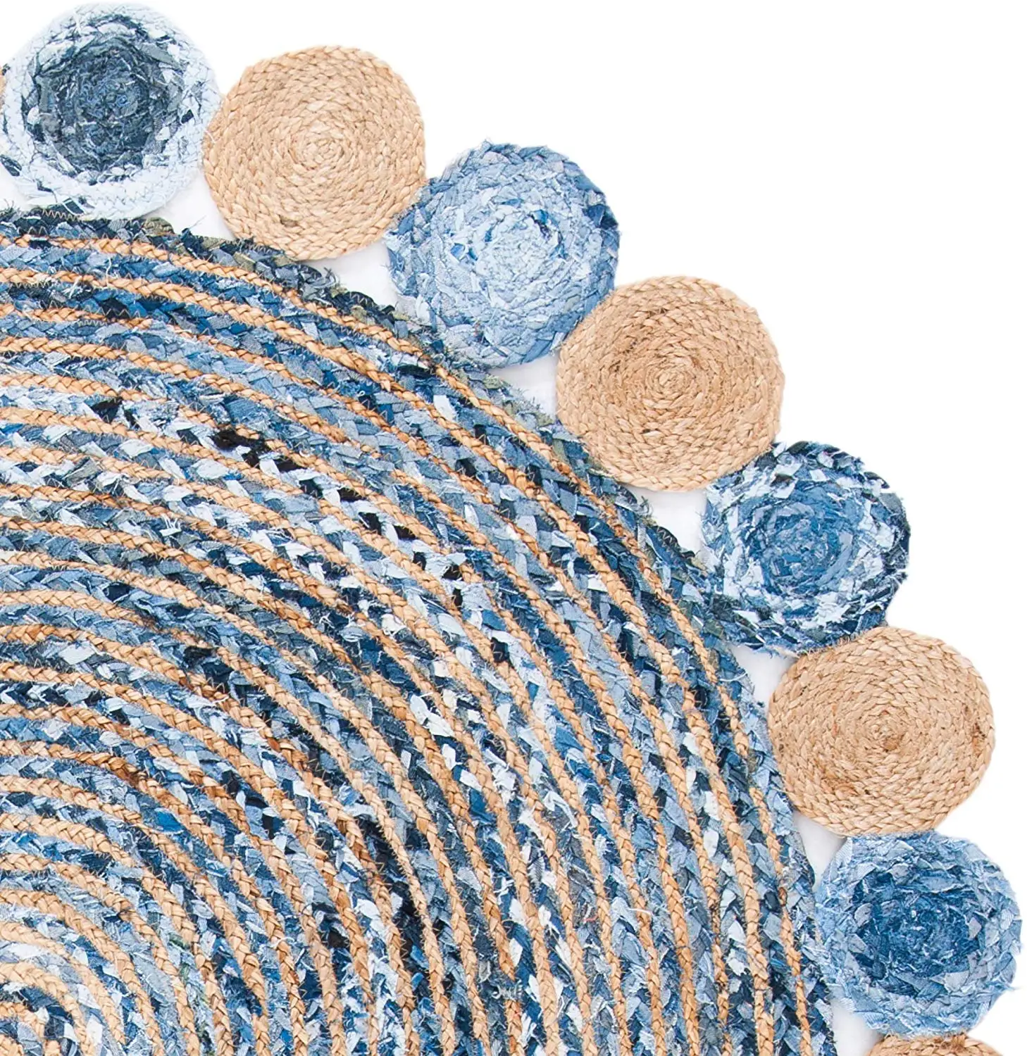 Dhurrie Hand Woven Rugs Chindi Oval Area Rugs Carpets Cotton + Denim