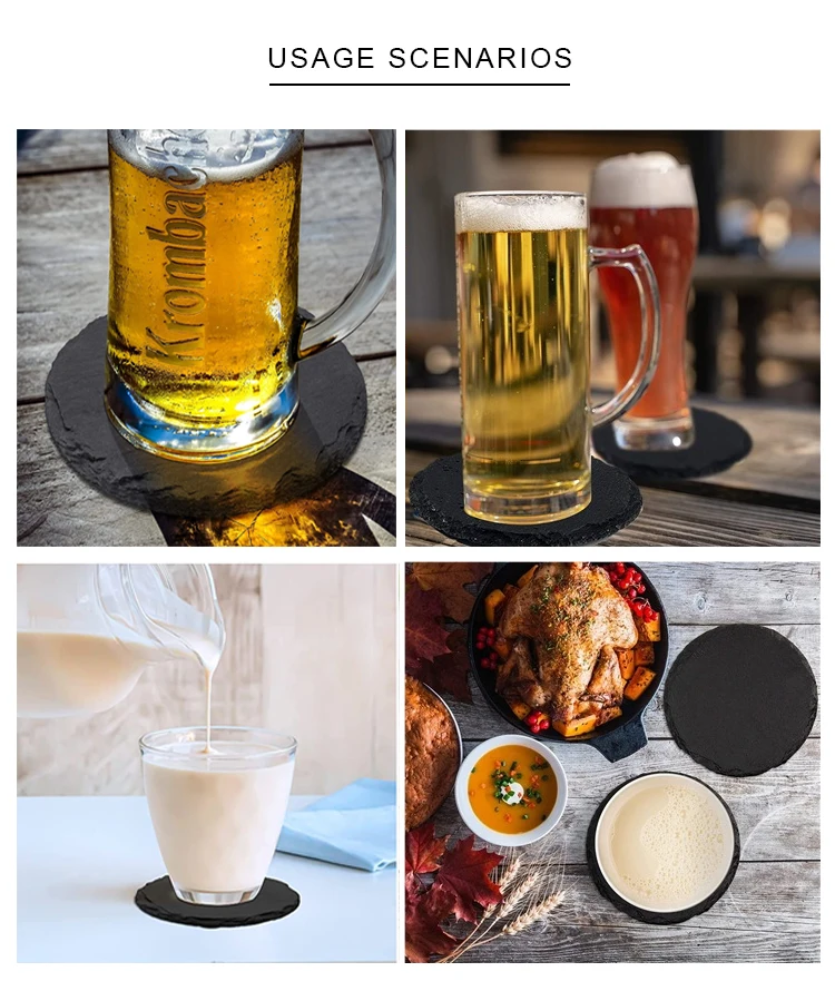 Wholesale 4 Inch Slate Coasters Sublimated Round Slate Coasters For