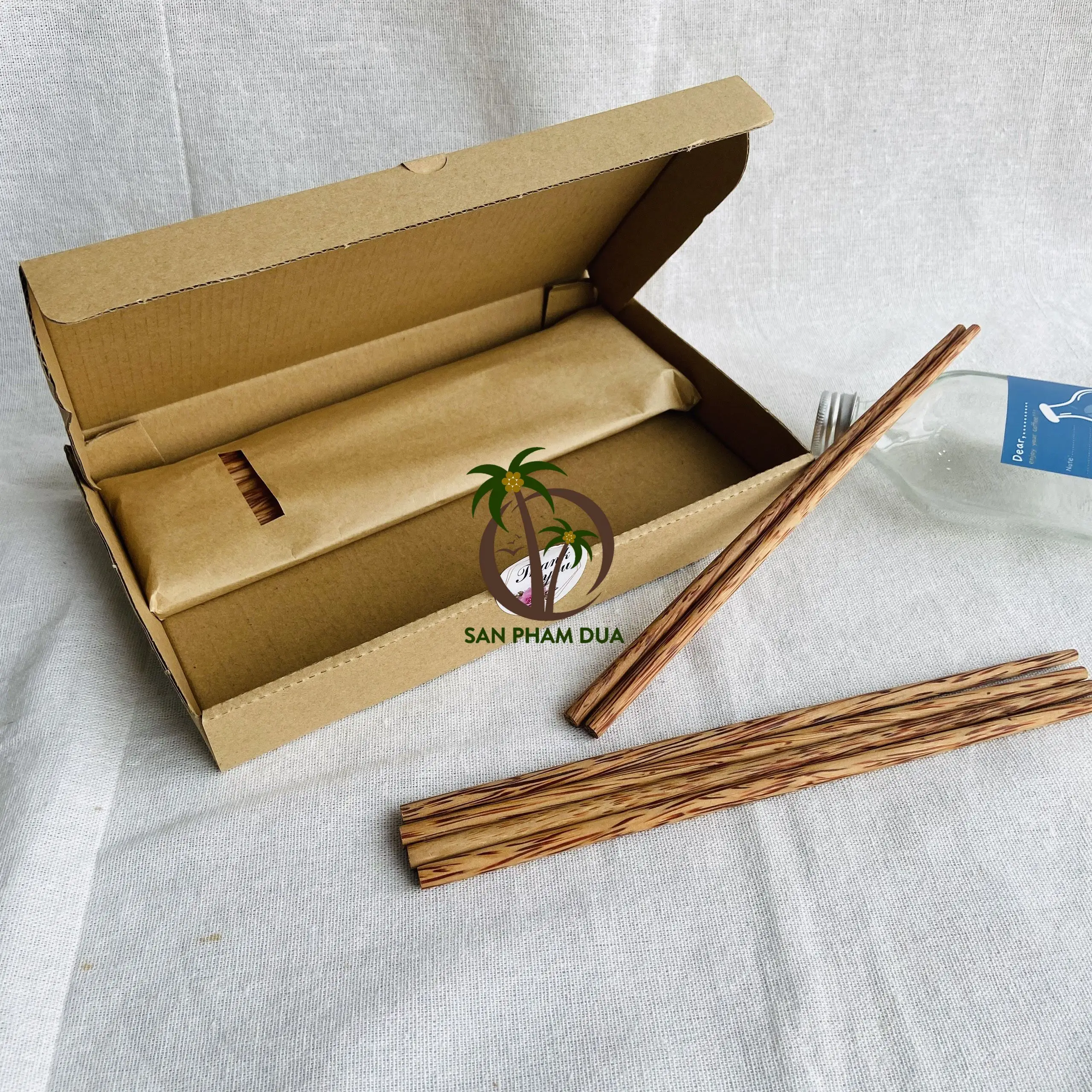 COCONUT CHOPSTICKS DISPOSABLE CUTLERY SET BAMBOO CUTLERY COCONUT CUTLERY/ COCONUT WOODEN SPOON SET/COCONUT BOWL EBONY SPOON