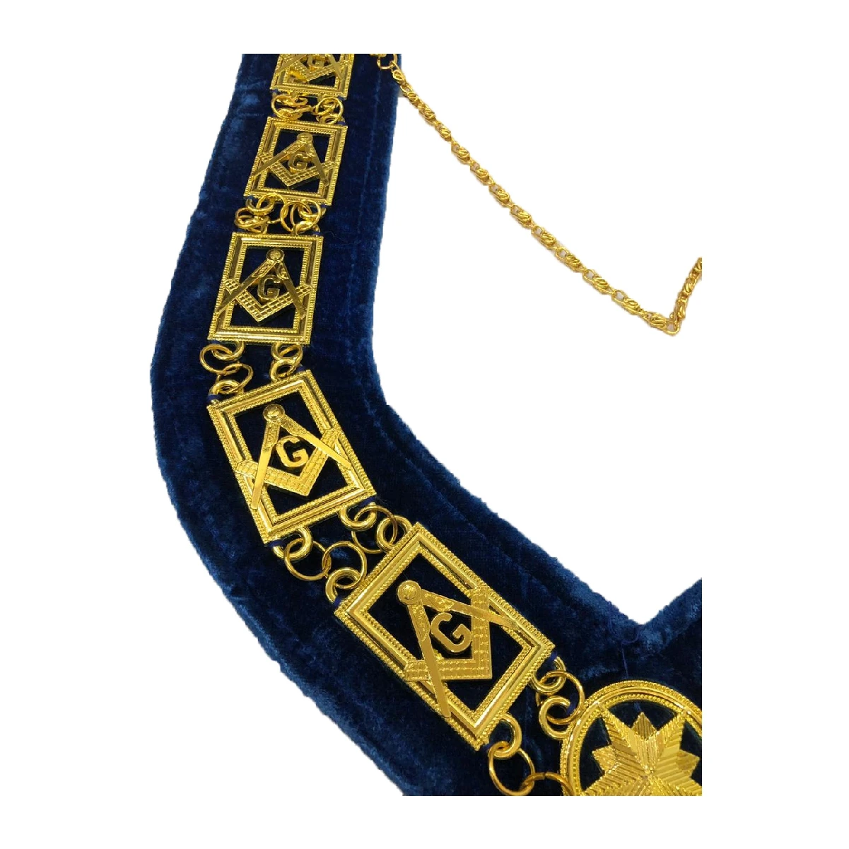 Ошейник с золотой цепочкой Masonic Blue, ошейник с золотой цепочкой в новом стиле