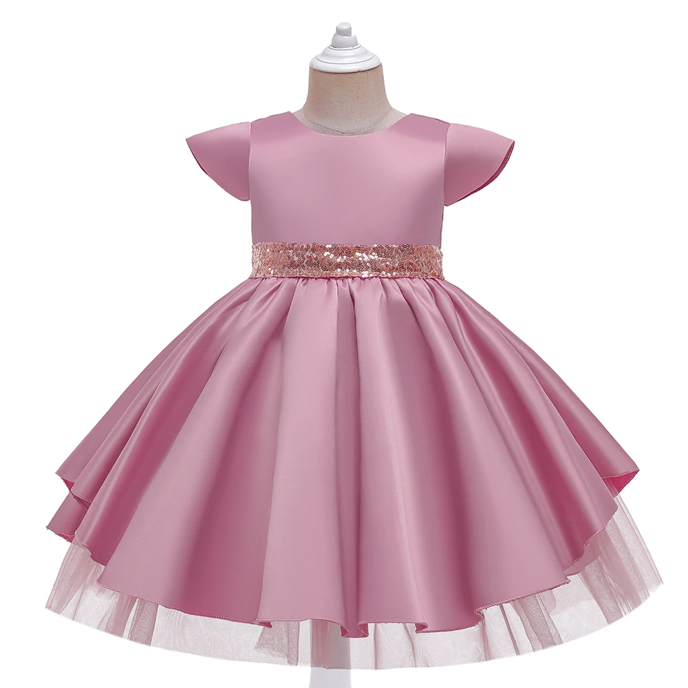 Auburn Children Princess Party Pink Sequins Dress Elegant Luxury Long  Evening Gowns For Little Girls Formal Pageant Wedding Dresses Kid