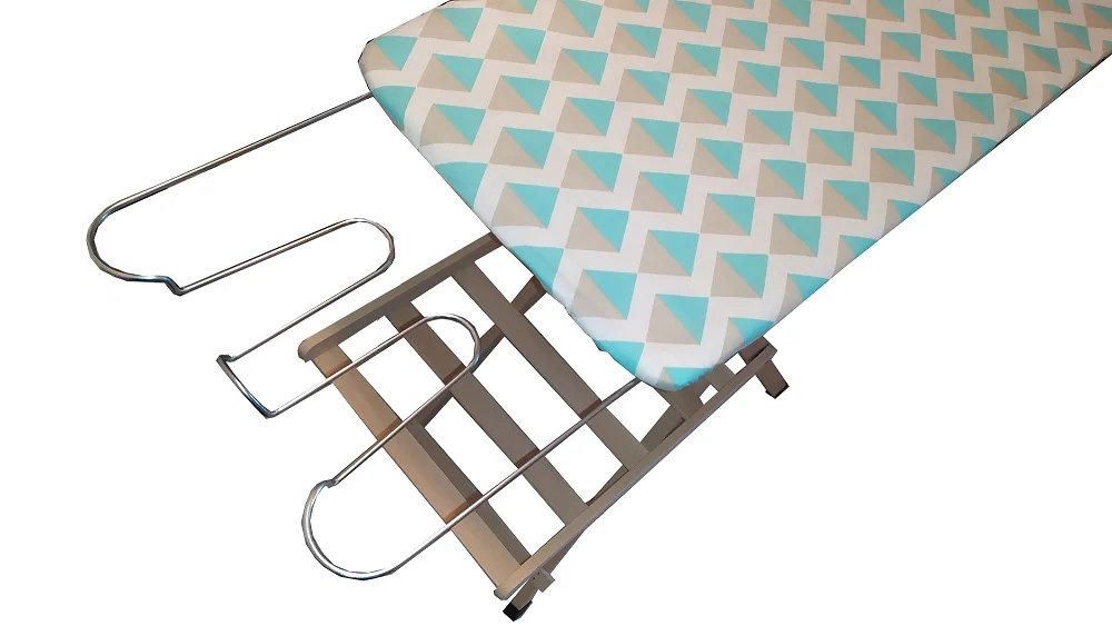 High Quality Made in Italy Ironing Board with Structure in Beech Wood Natural Color and Board in Pine Wood for Ironing Laundry