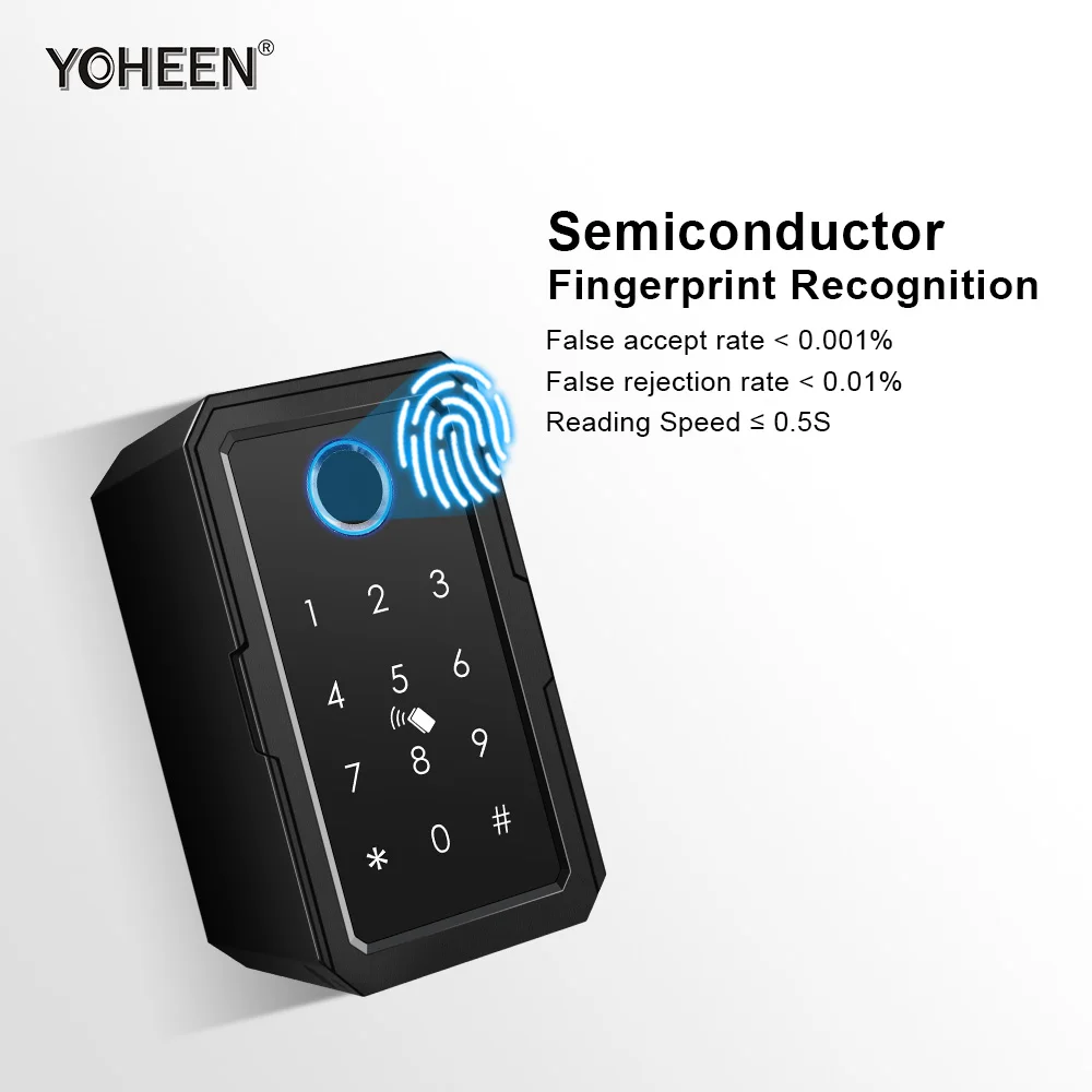 Outdoor Wall Mount Smart Key Safe Box Storage Combination Digital Key Card WiFi App Fingerprint Smart Key Lock Box