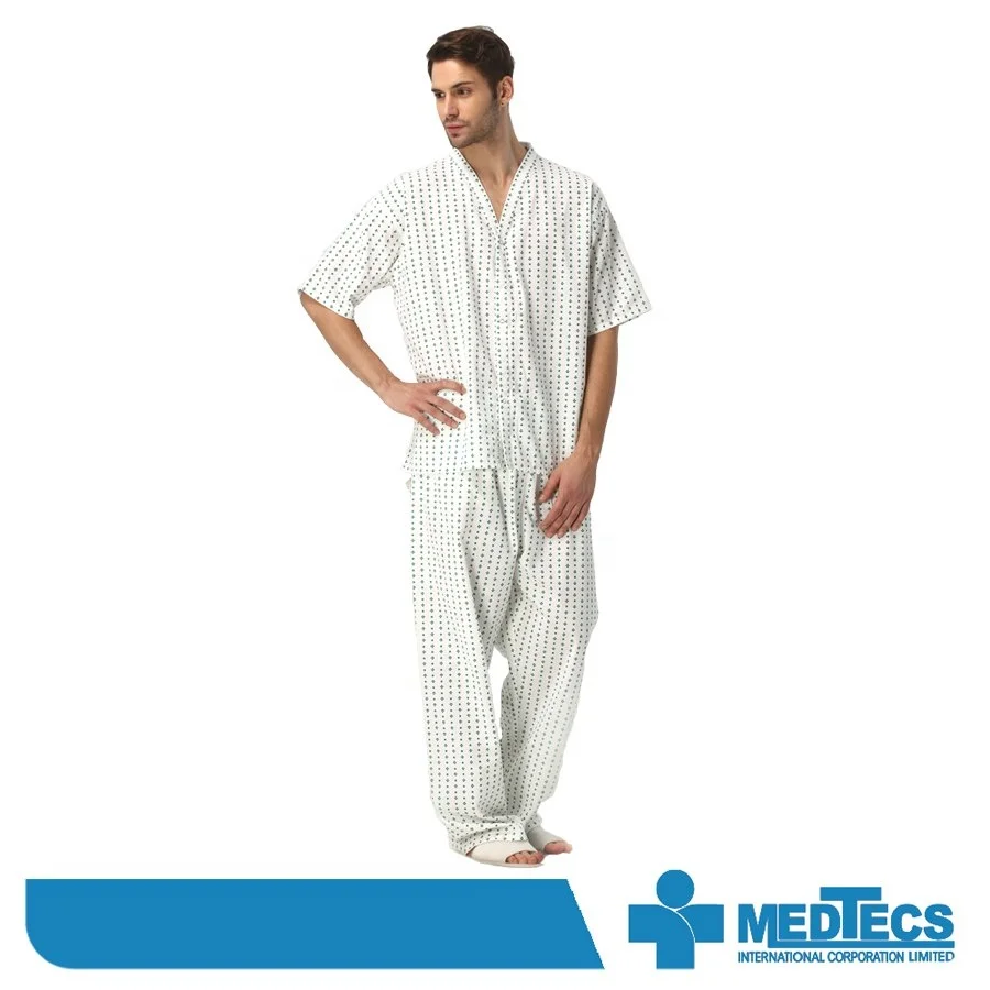 100% Polyester Printed Comfortable Medical Nightwear Patient Pajama