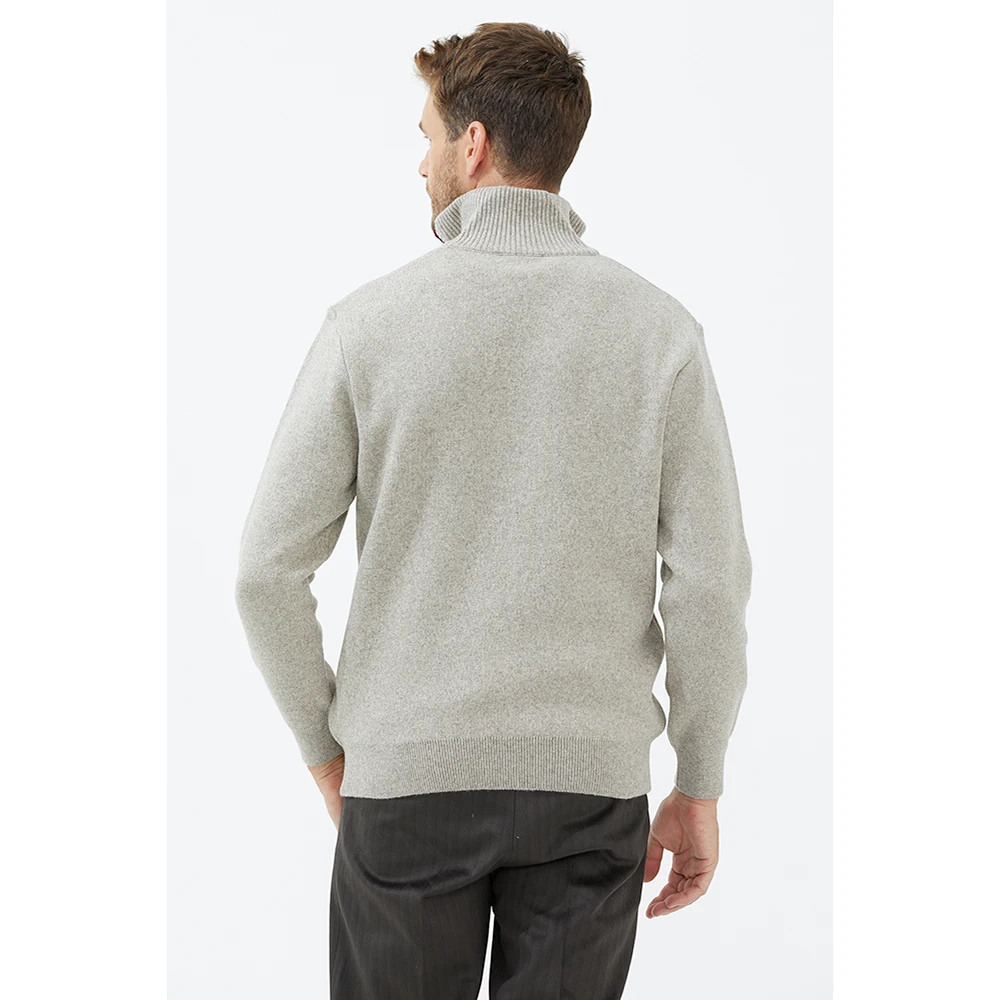 Men's Stand Up Collar Zippered Knitwear Sweater Buy Half Neck