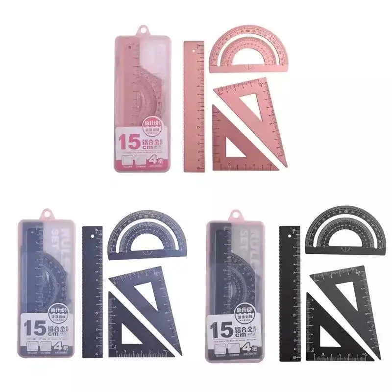 Линейка M & G из алюминиевого сплава комплект 4 пластиковых мягких геометрических компасов для математического рисования стационарная линейка математики