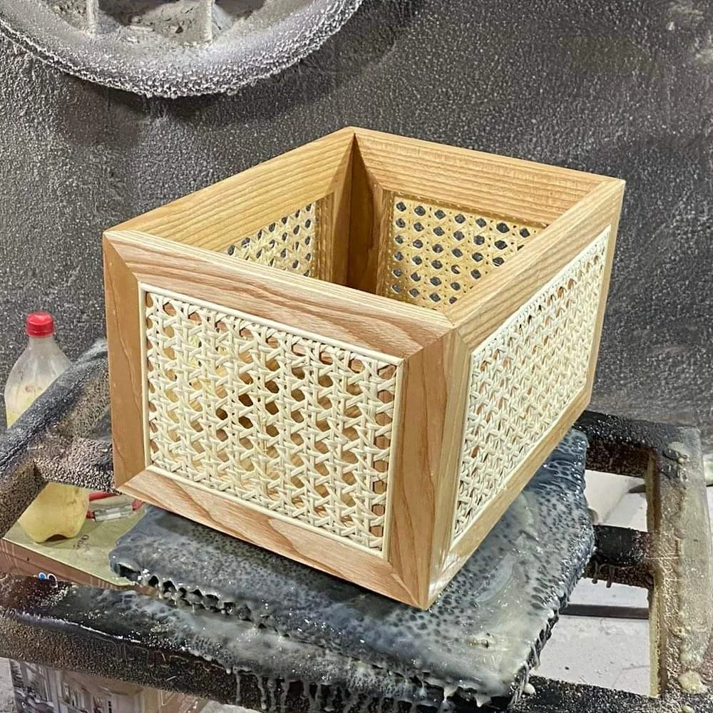 Factory Directly Acacia Wooden with Rattan Small Cane Hamper Baskets ...