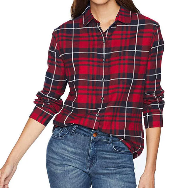 100% Cotton Women's Flannel Shirt Long 