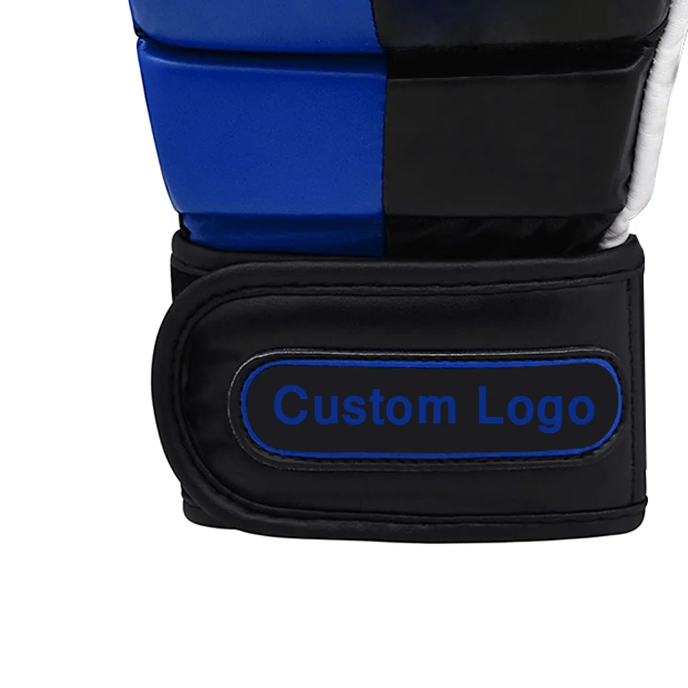 Черные и синие перчатки для тренировок ММА 7 унций Боксерские Муай Тай бокса