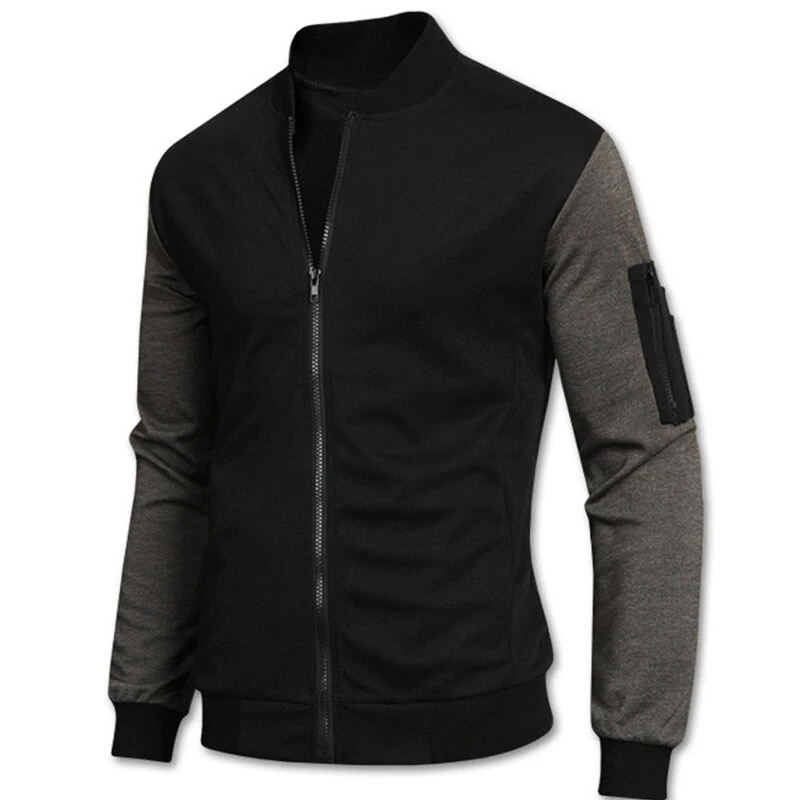 Hombres Spring Slim Baseball Bomber Leather Chaqueta Hombres Spring Slim Baseball Bomber Leather Chaqueta